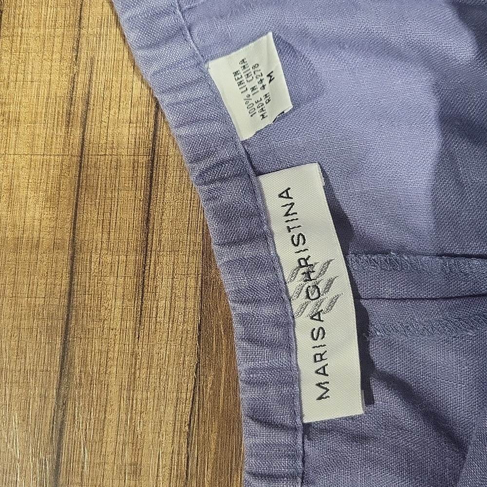 MARISA CHRISTINA Periwinkle Blue Linen Lagenlook 2 Piece Shirt/Jacket & Pants - Picture 11 of 17
